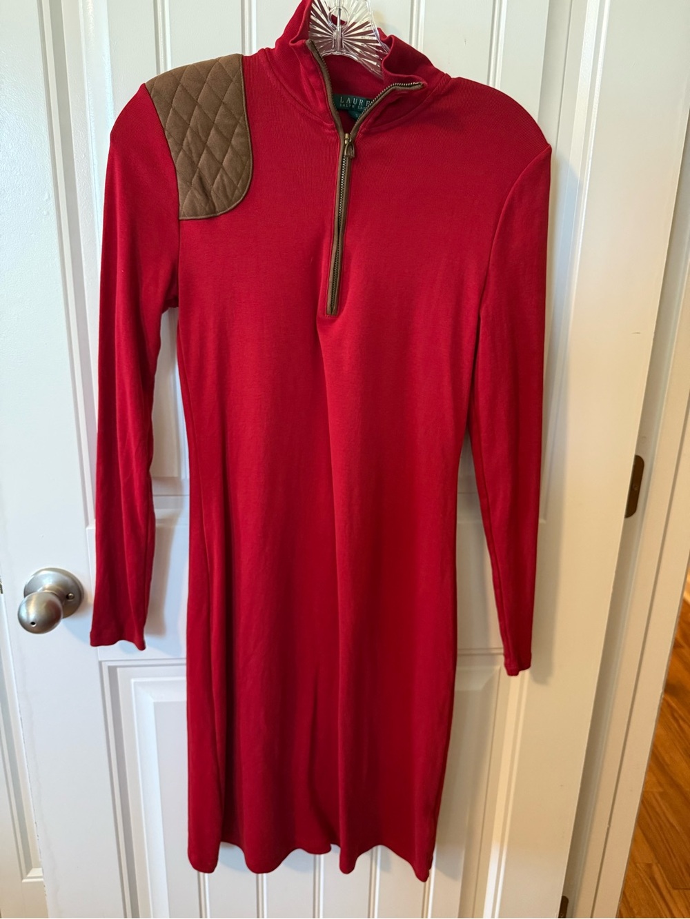 Lauren Ralph Lauren Red Long Sleeve Quarter-Zip Dress - Picture 1 of 10